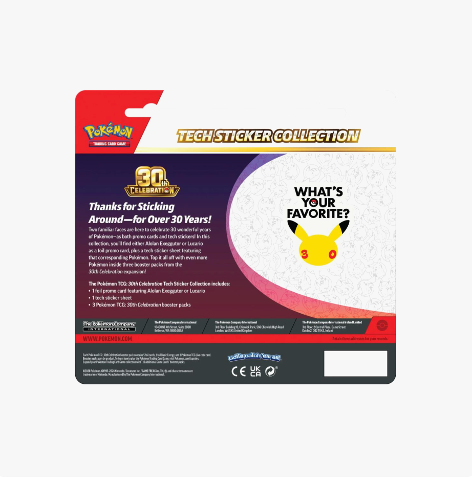 Pokemon 30th Celebration Tech Sticker Collection [Lucario]