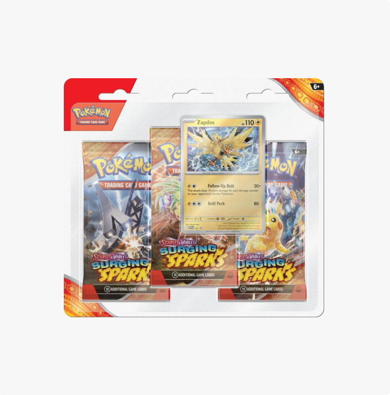 Pokemon Surging Sparks 3 Pack Blisters [Zapdos] - SV08: Surging Sparks (SSP)